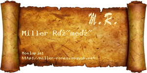 Miller Rómeó névjegykártya